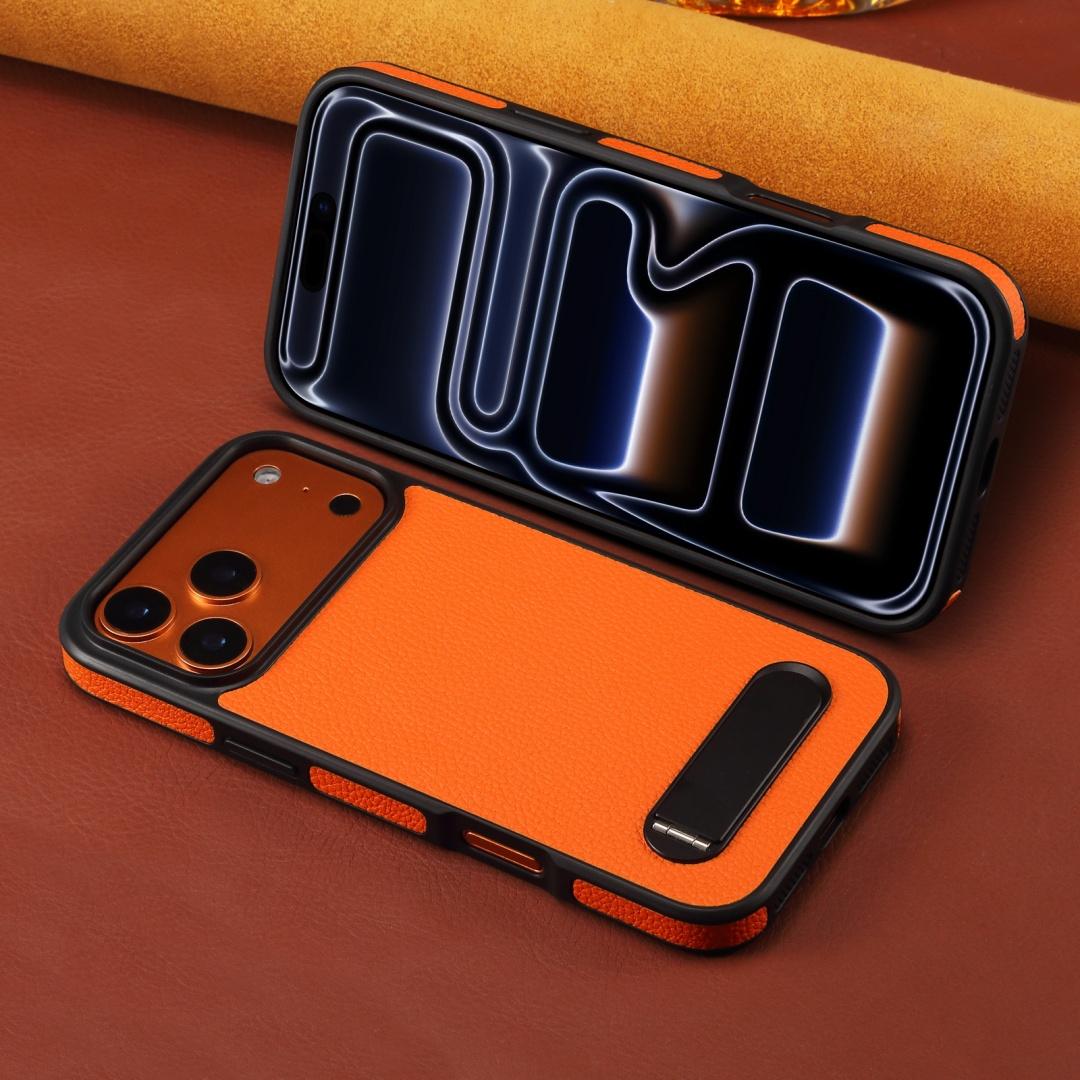 

For iPhone 17 16 15 14 13 Pro Max Case Lychee Pattern Leather Magsafe Built-in Magnetic Firm Metal Stand Soft Silicone Cover Artificial leather&iPhone 13 Pro