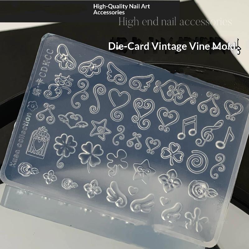 1Pcs Manicure Multi Shapes Vine Small Model 3D Four Leaf Clover Flower Note Wings Nail Art Silicone Mold Diy Nail Art Supplies