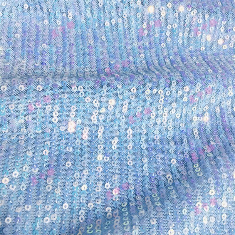 Sequin Bead Embroidery Elastic Mesh Fabric for DIY Sewing Stage Costumes Dress Scarf Clothing Fashion Cloth By The Meter