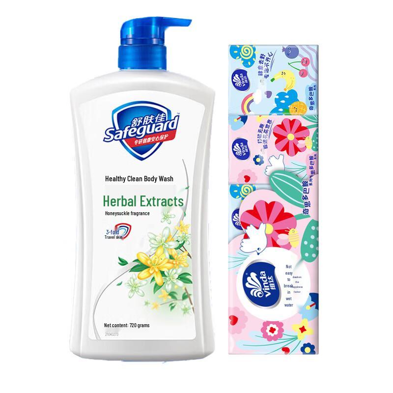 Набор: 3-слойные салфетки Vinda и гель для душа Safeguard