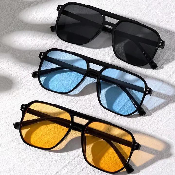 Retro Double-Bridge Sunglasses with Large Ocean Lenses - Fashionable and Simple Design