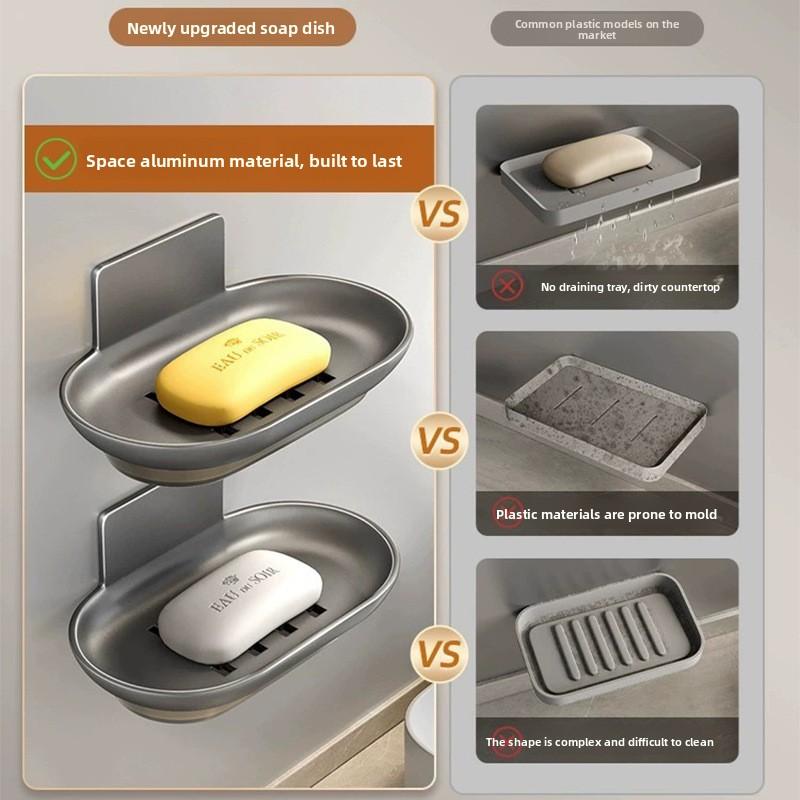 Badezimmer Lochfrei Wandmontiert Abnehmbare Wasserauffangschale Aufbewahrungsregal