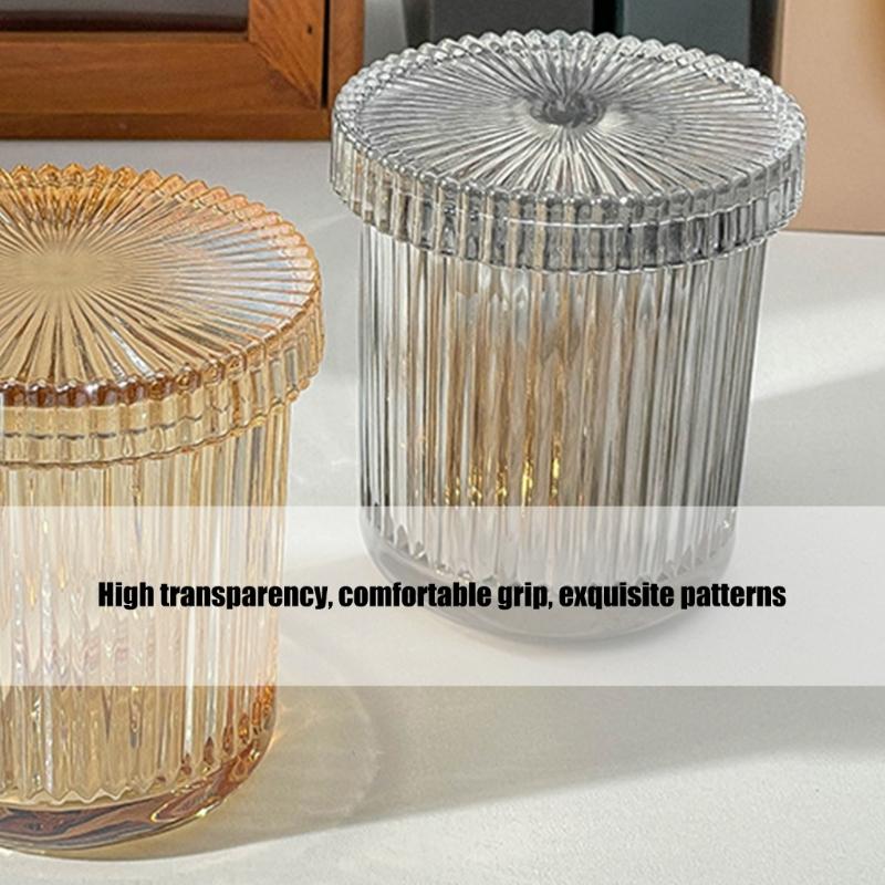 Pack Of 2 Glass Cotton Swab Holders With Sealed Lids For Bathroom Countertop Organization And Dustproof Storage