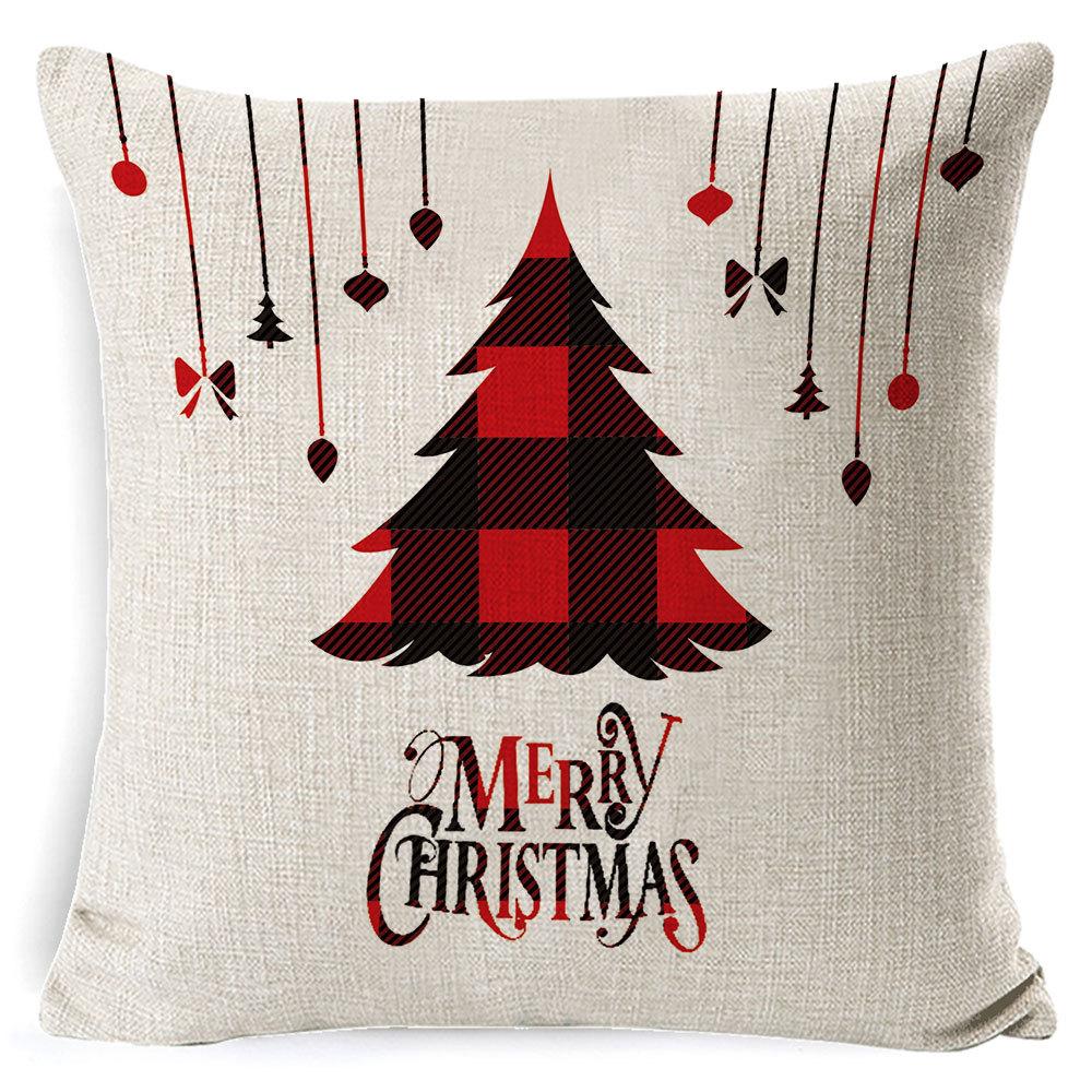 Christmas Pillow Cover Home Sofa Cushion Elk Letter Print Cushion Cover Christmas Atmosphere