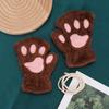 Cartoon cat claw gloves women's winter cute girl bare finger thickened warm bear paw plush half finger gloves