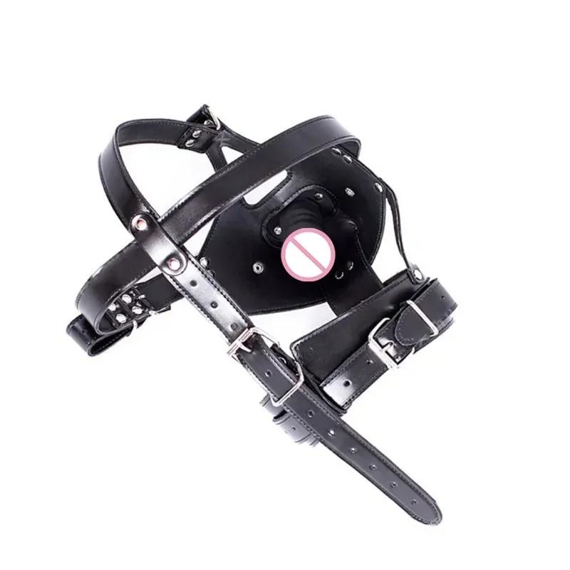 Kožené fetišové pokrývky hlavy BDSM Bondage pokrývka hlavy maska ​​kapuce omezení dospělý cosplay žena muž sexuální hračky pro páry ženy fetiš gay