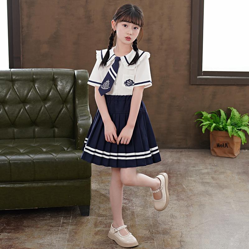 Girls' College Style Set Summer Children's JK Uniform Skirt Summer Skirt Girls' Pleated Skirt