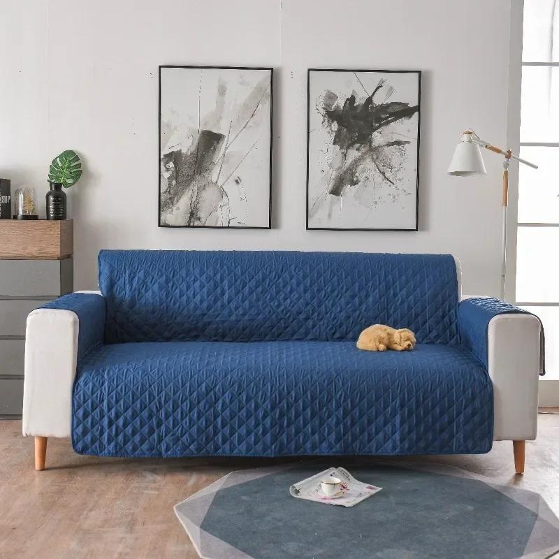 1/2/3 Seater Solid Colour Sofa Cover Mat Anti Cat Scratches Armchair Cover Non-Slip Anti-proof Plaid Sofa Slipcovers Protector