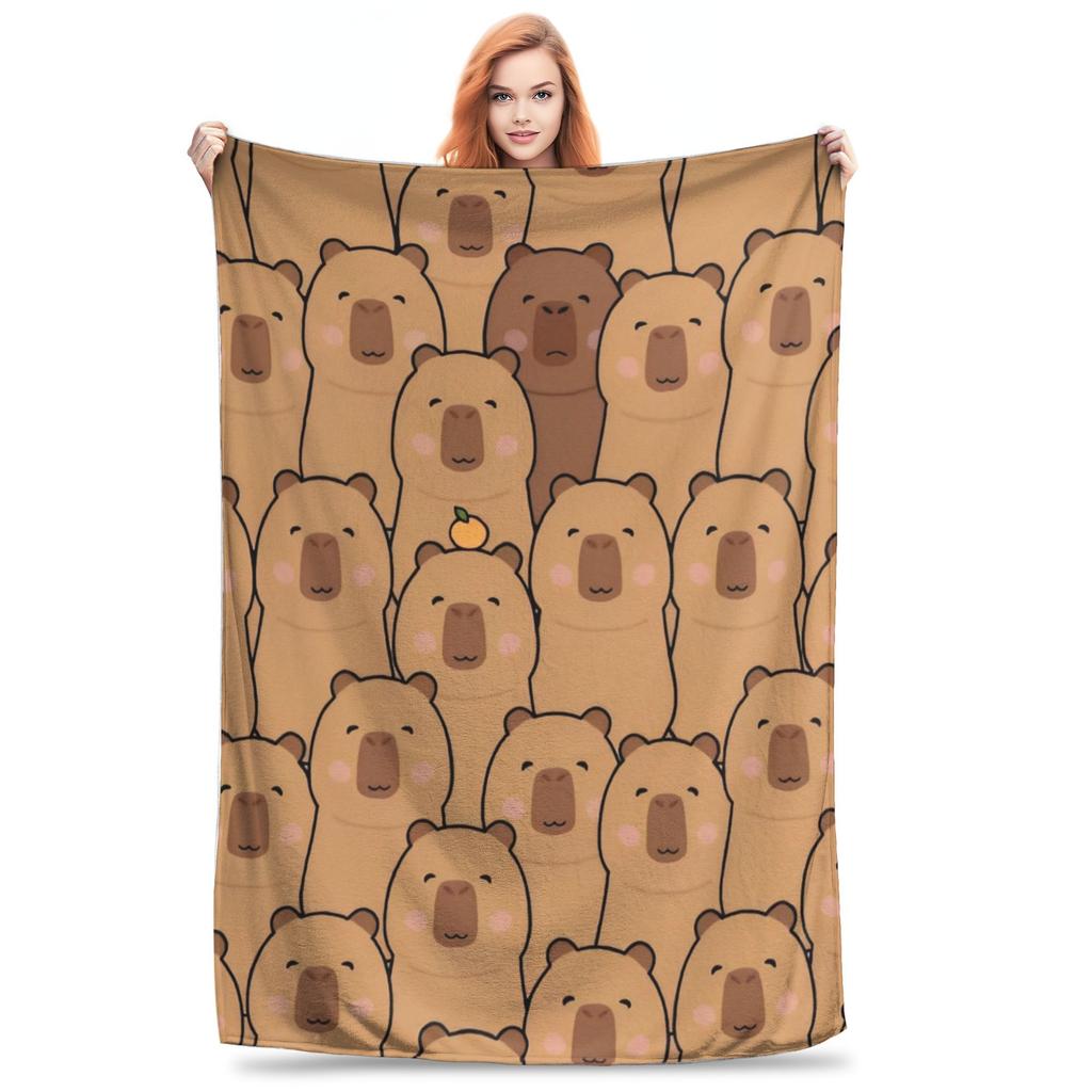 Kawaill Capybara Cartoon Blanket Multiple Sizes Super Soft Cozy  Throw Blankets for Sofa Couch and Bed