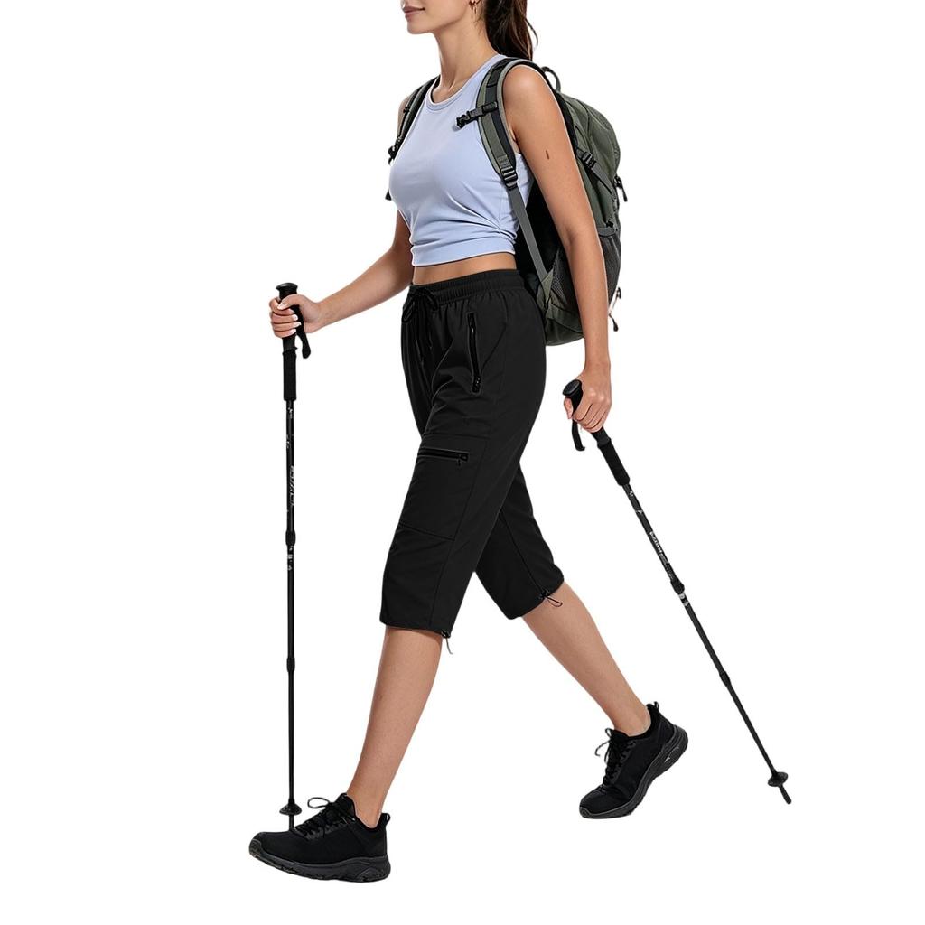 Damen Capri-Hosen mit Taschen Lockerer Schnitt Lässige Sportliche Capri-Hosen Leichte Taille mit Kordelzug Cargo-Capris zum Wandern