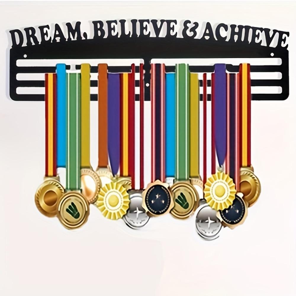 1pc 14.17 X 4.52 Inch Letter Metal Medal Display Hook, Wall Mountable Storage Rack for Sports Commemorative Plaques Honors