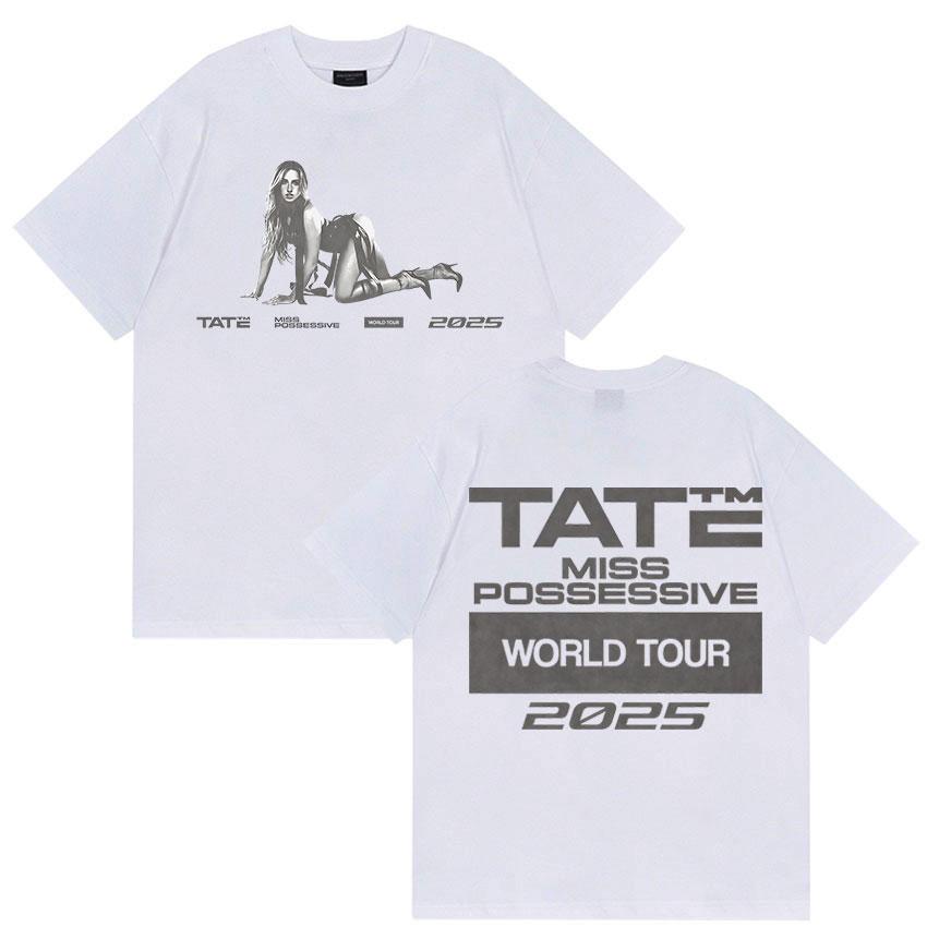 

90s Vintage Tate McRae Miss Possessive Tour 2025 New T Shirts Men Women s Hip Hop Fashion Cotton Short Sleeve T-shirt Streetwear S