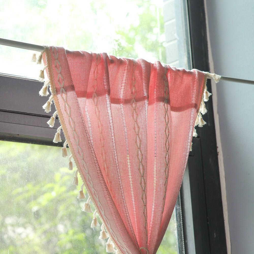 Embroidery Hollow Out Small Window Decorative Curtains Dining Room Bedroom Balcony Kitchen Semi-Blackout Curtains