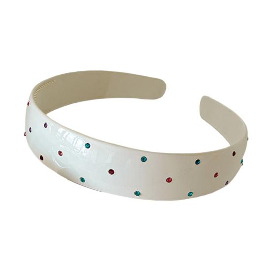 Summer Acrylic Headband Wide Elastic Headband with Rhinestones белый