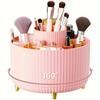1pc 360 Rotating Cosmetic Case - Tier ABS Plastic Organizer for Brushes/Lipsticks | Vanity/Bathroom Storage, Quick-Clean Surface