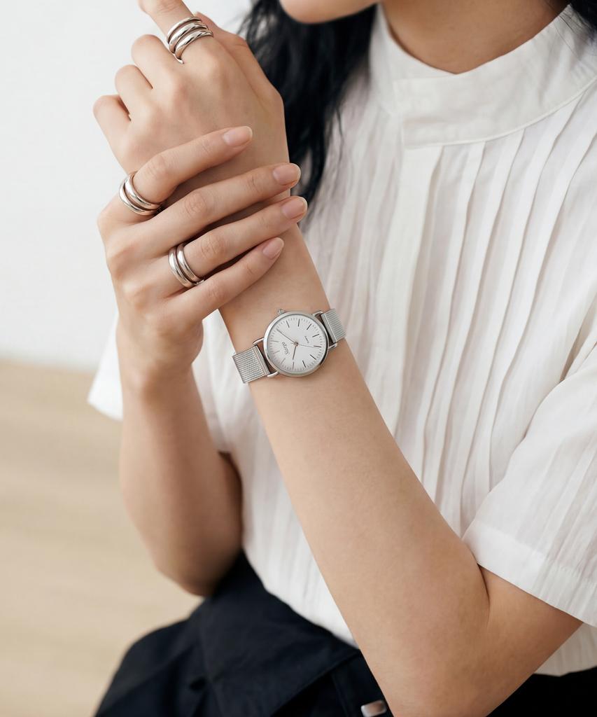 Sialeugo Sg-002S-Sw Caper Collection Women'S Steel Metal Mesh Wristwatch