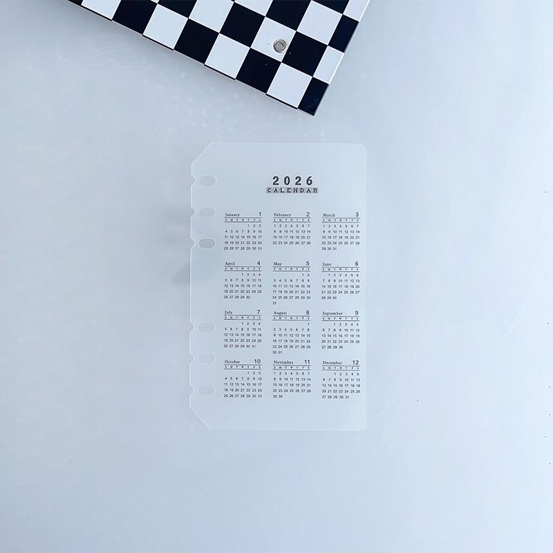 2026 A5/A6 Loose Leaf 6 Holes Calendar Separator Page Durable Transparent PP Frosted Material For Planner Time Management