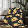 Cozy Mexican Tortilla Throw Blanket - Soft Flannel Fleece with Vibrant Taco Print, Dark Green, Perfect Gift for Food Lovers, All
