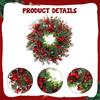 Christmas Wreath Seasonal Garland with Red Berries Rustic Wall Hanging Front Door Xmas