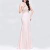Women Wedding Bride Bridesmaids Elegant Round Neck Sleeveless Lace Maxi Long Dress Party Ball Gown