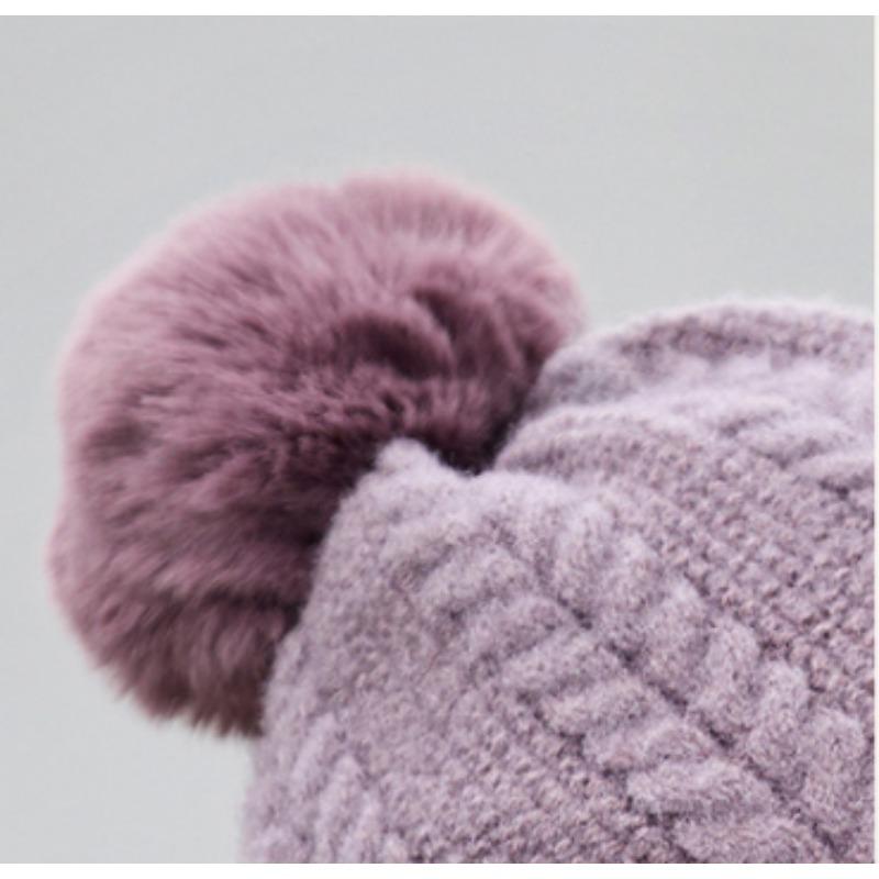 Wintermütze, Schal, Mütze, Set mit Beanies, Mützen, Pompons und verdicktem siamesischen Schalkragen, warme, winddichte Mütze