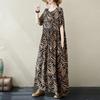 Short Sleeve Plus Size Cotton Vintage Floral New In Dresses for Women Casual Loose Long Summer Dress