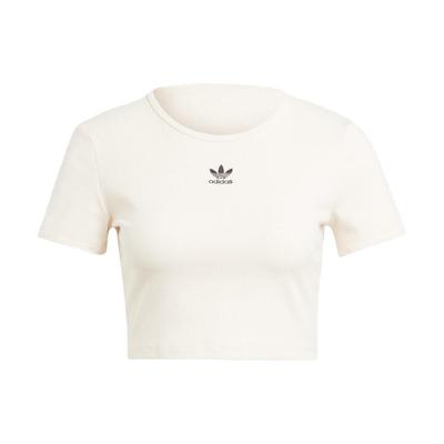 Originals Classic Trefoil Three-Stripe Short Crop Top Women Tops Beige IJ7804