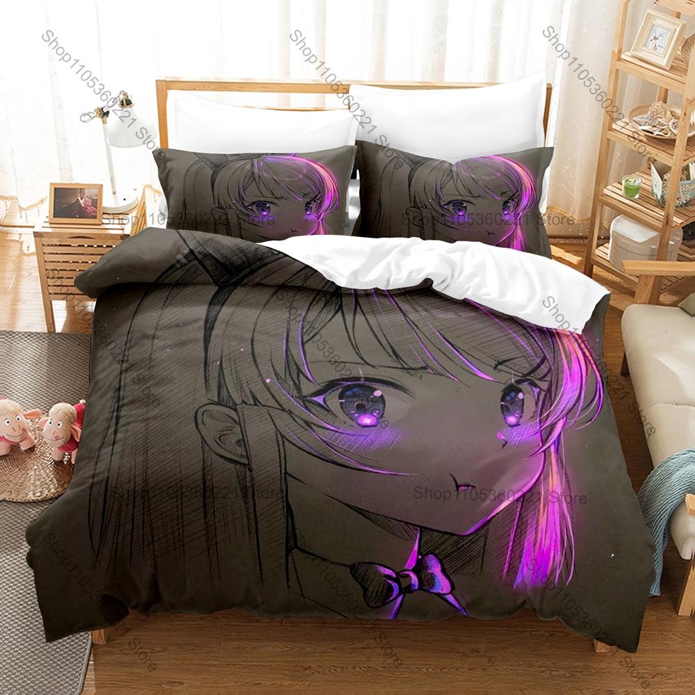 3 In 1 Sakurajima Mai Themed Bedding Set Cute Actress Design Breathable Fabric Bedroom Gift Print Stylish Home Decor