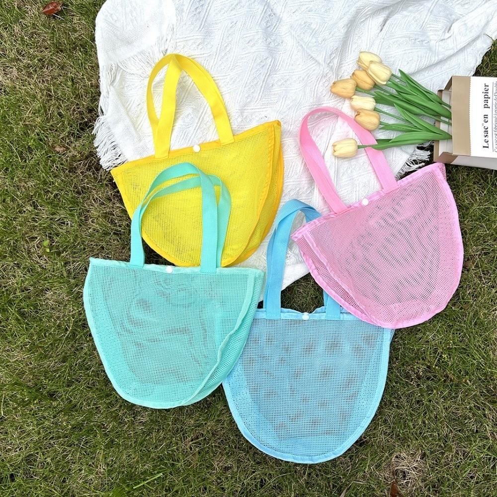 Waterproof Solid Color Mesh Pouch Lightweight Toy Storage Bag Cute Beach Bag  Gift