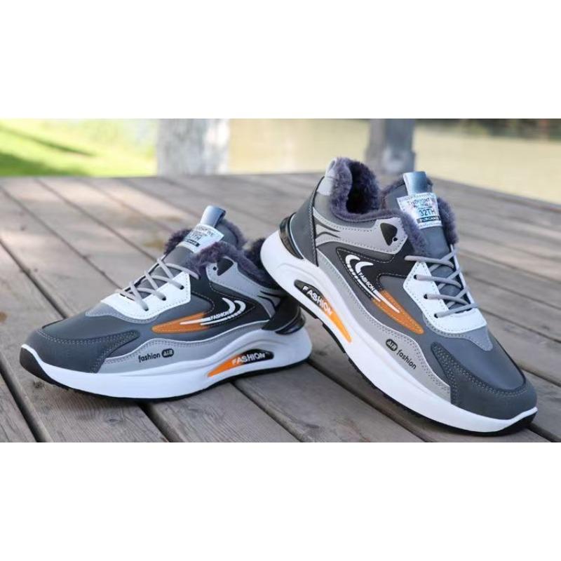 Cotton Shoes for Men, Fleece-lined Thickened Sports Shoes, Trendy Versatile Thick-sole Anti-slip Casual Shoes, Men's Running Shoes.