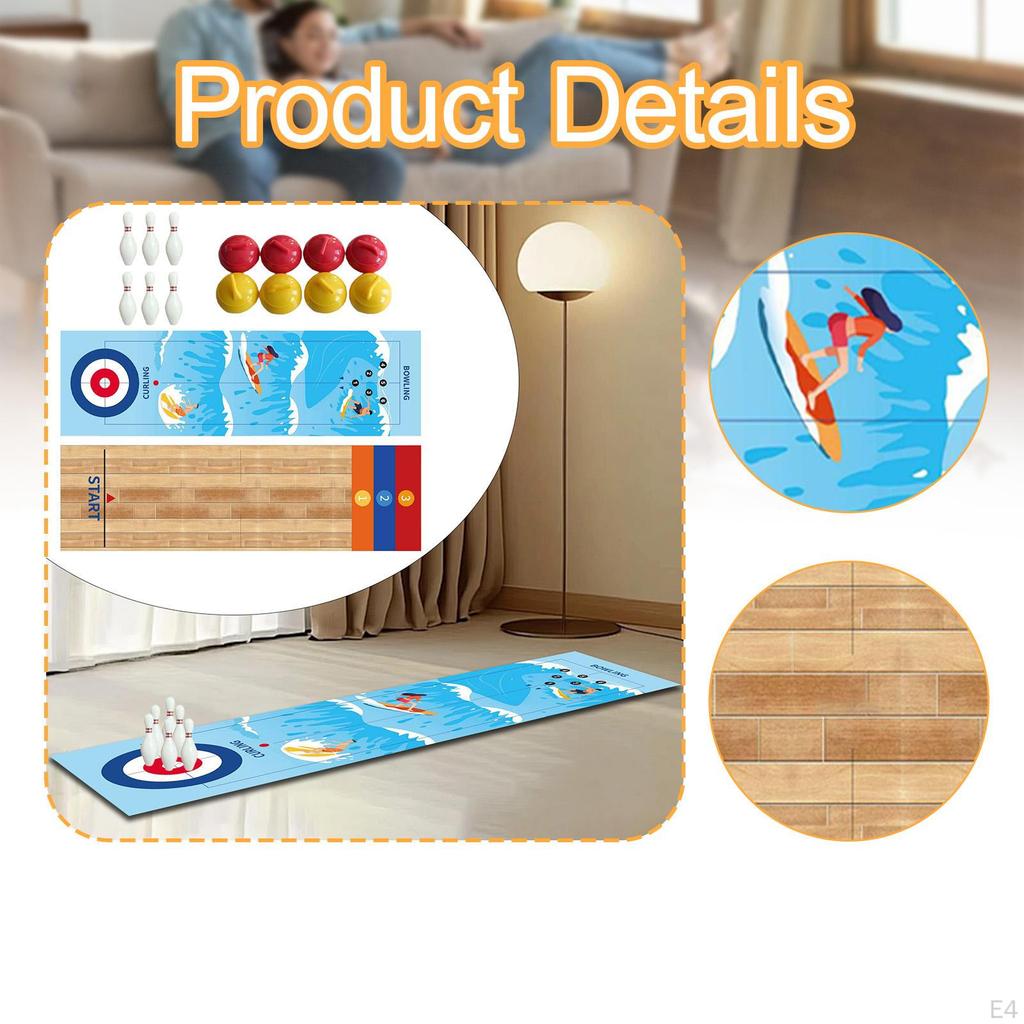 Tabletop Bowling Shuffleboard Curling Game Board Set Portable for Indoors Outdoors