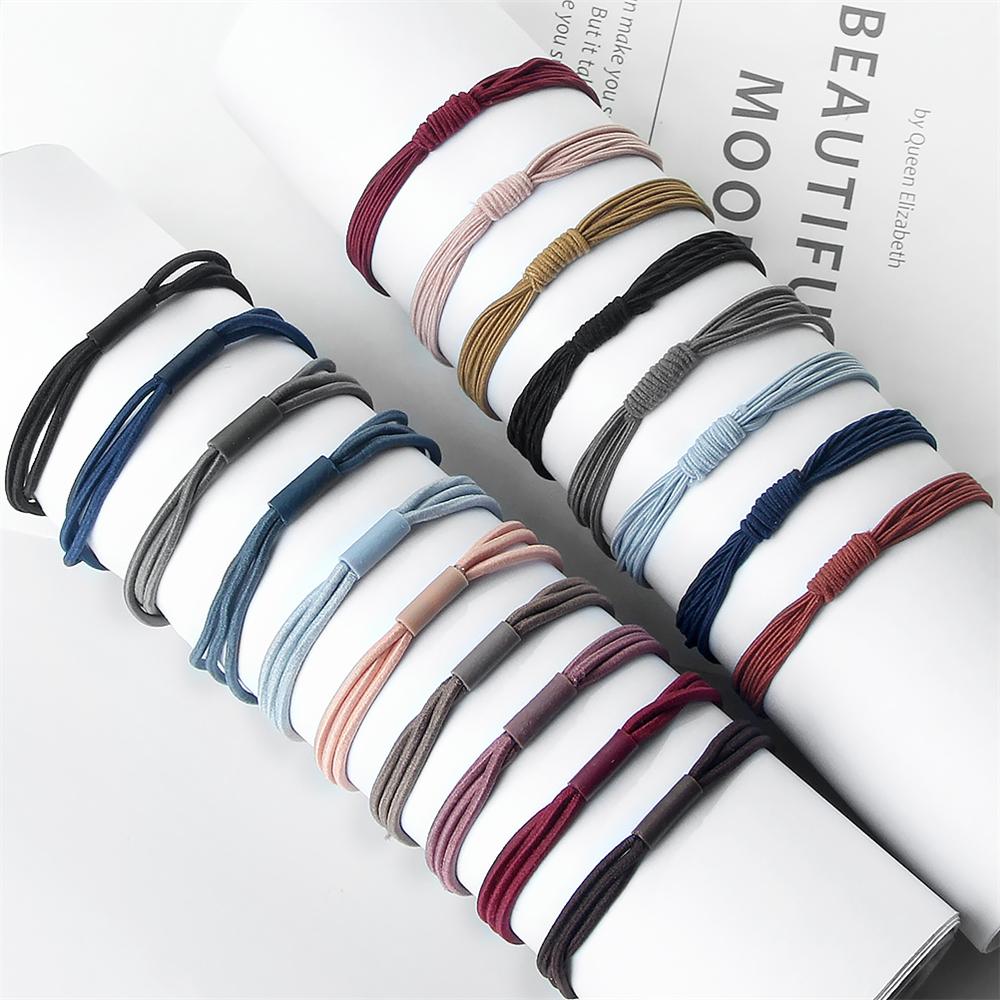 10pcs Simple Multi Loop Hair Bands Women Basic Solid Color Rubber Band Hair Accessories Headband Holder Scrunchies Gift for Girl