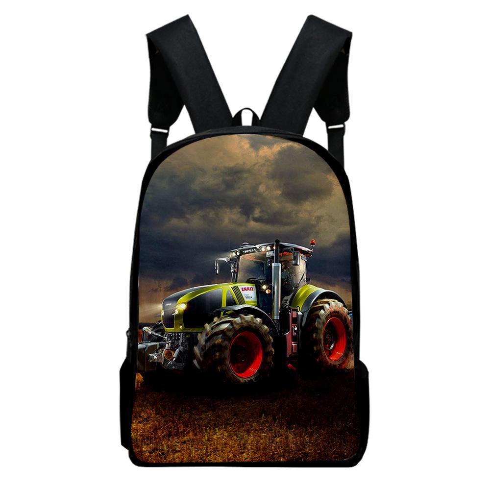 Klassiek Nieuwigheid tractorpatroon Notitieboek Rugzakken leerling Schooltassen 3D Print Oxford Waterdicht Jongens/Meisjes Laptop Rugzakken One size