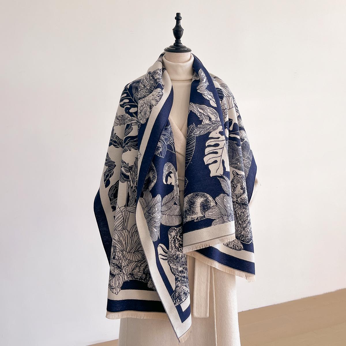 

Fashion Women S Winter Faux Cashmere Scarf Vintage Print Tasseled Design Warm Shawl Trendy Wrap Perfect For Cold Winter Days