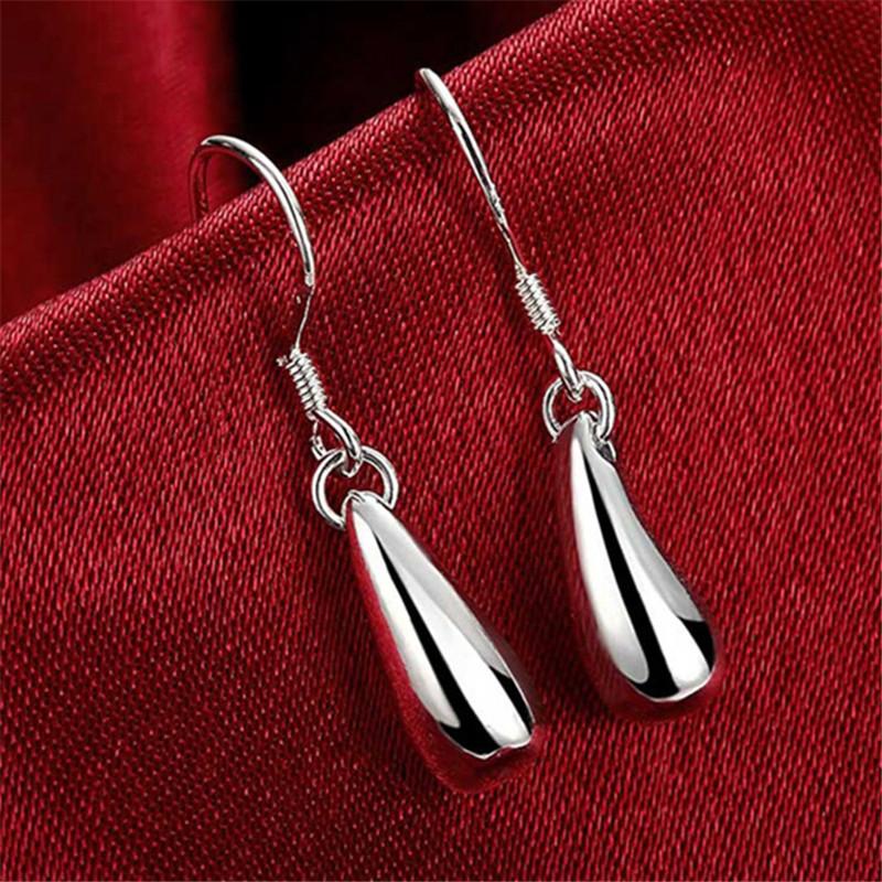 925 Sterling Silver Water Droplets Raindrops Drop Earrings For Woman Wedding Engagement Party Fashion Charm JewelryGood product