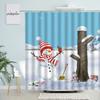 Funny Christmas Snowman Shower Curtains Winter White Forest Cedar Xmas Ball New Year Holiday Decor Bathroom Fabric Bath Curtain