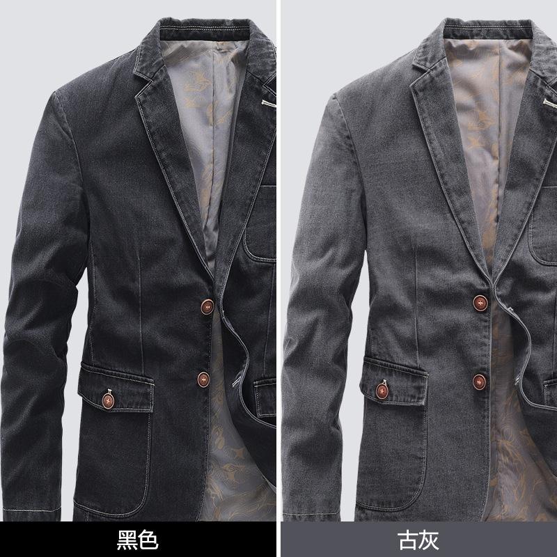 Podzimní pánský retro džínový oblek ležérní šaty v malém obleku Single Western Jacket