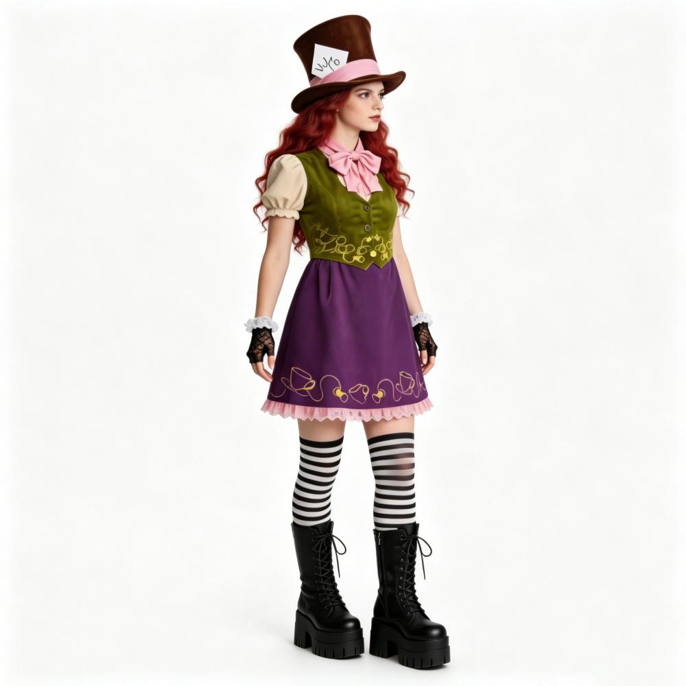 Kostýmy Alenka v říši divů Šílený kloboučník Sada šatů Halloweenská orgie Party Cosplay kostýmy