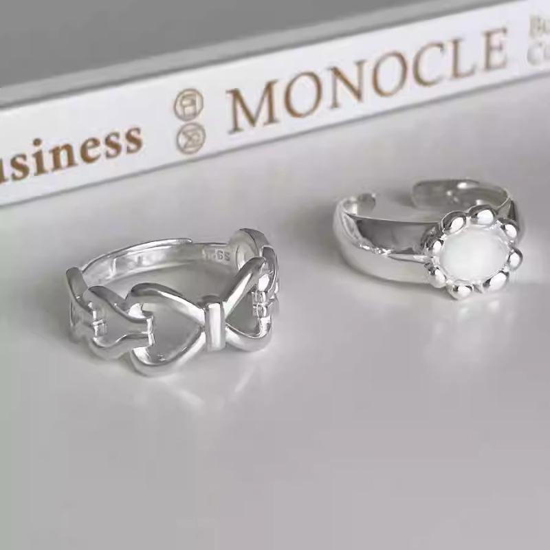 Female Sweet Cool Fashion Zirconia Open Finger Ring Ins Wind Index Finger Ring Hypoallergenic Casual Everyday Dainty Minimalist Size Adjustable Ring