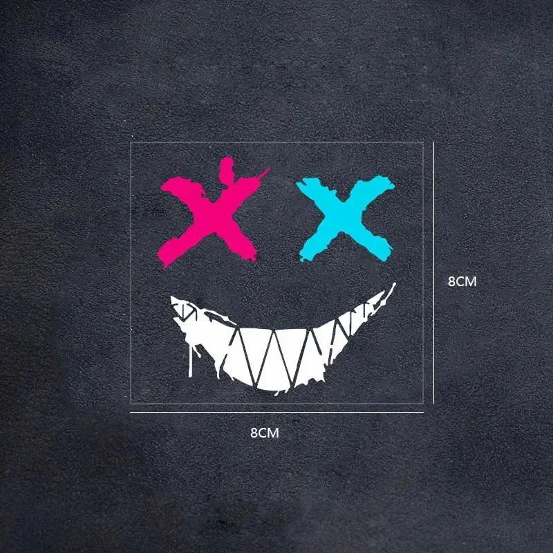 

Наклейки на мотоциклы, светоотражающие водонепроницаемые наклейки на шлем с изображением улыбающегося лица для мотокросса, персонализированные наклейки на заднее стекло автомобиля 20 см 12X9.6CM