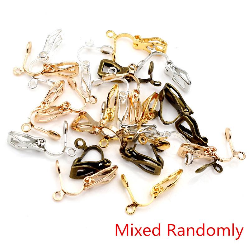 50 Pcs DIY Non-Piercing Triangle Ear Clip Jewelry Accessories with Pendant, Iron-Plated, 25g