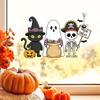 Static Glass Sticker, No Residue Reusable Window Clings, Festive Glass Decal with Halloween Dwarf Wizards Black Cats Ghosts Skeletons Pattern