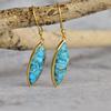 Genuine Copper Turquoise Earrings Handmade Turquoise Dangle Sterling Silver Long Earrings Marquise Dangle Bridesmaid Gift Gift for Her