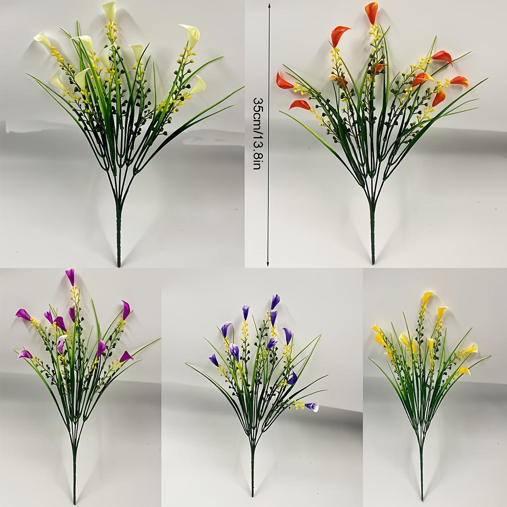 Flores Artificiales para Plantas Falsas de Exterior - Arbustos de Plástico Resistentes a los Rayos UV que No se Desvanecen - Decoración de Hogar de Primavera, Jardín Rústico, Vegetación de Exterior outd