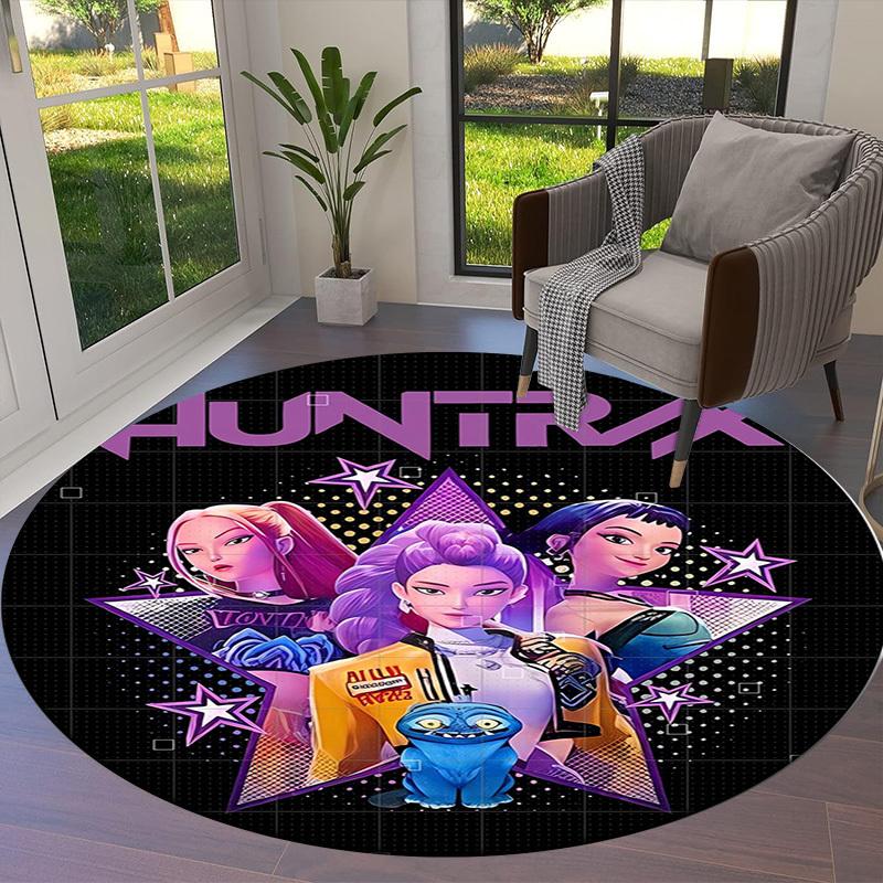 1pz HUNTRIX Tappeto Rotondo Stelle Moda Cyberpunk, Realizzato in Poliestere, Perfetto per Decorare Sedie da Ufficio, Soggiorni, Tappeto Decorativo Vivace