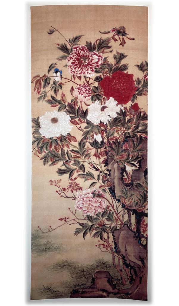 Ukiyo-e hand towel, Peony by Ito Jakuchu, from ancient times to the present