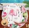 Serviette de Plage Ronde Mandala Marin Monde Sous-Marin Épaisses Serviettes de Douche Bain Microfibre Été Bouée de Natation Tapis de Yoga 3D Avec Pompons
