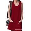 Tuta-vestito estiva da donna con tasche e bottoni in cotone e lino