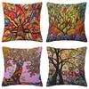 Colorful Tree Art Pillow Covers For Decor Pattern Cushion Cover Suitable For Sofa Bedroom Car Pillow Cover