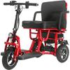 Přenosný skládací elektrický skútr červený, se 3 koly, dvěma motory